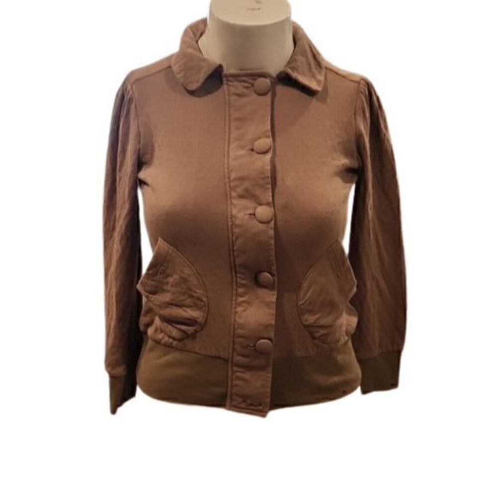 [Blue] Tan button and zipper up jacket - Size M